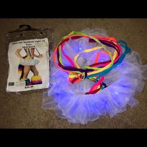 Light Up Tutu With Rainbow Overalls